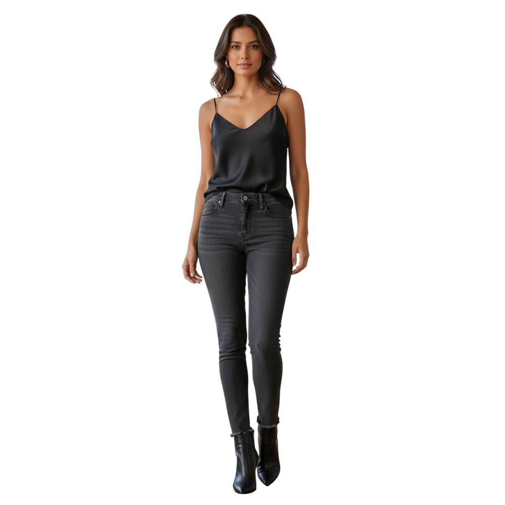 Frame Le High Skinny Whittier Chew Grey Raw Hem Jeans 26x29‎ NWOT Stretch $228